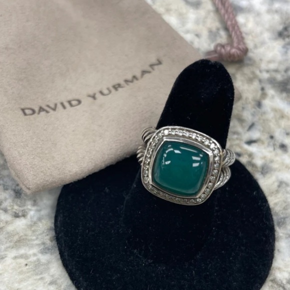 David Yurman Jewelry - David Yurman 11mm Green Diamond Albion Ring Sz 7